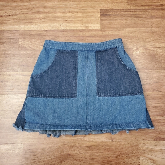 After Market Size Small Min Pleated Back Jean Skirt - Picture 1 of 5
